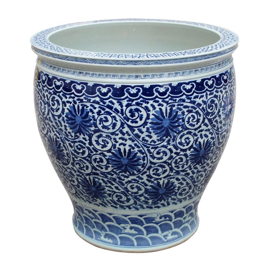 lotus planter pot Blue & White Twisted Lotus Bowl Shape Planter – Mintwood Home