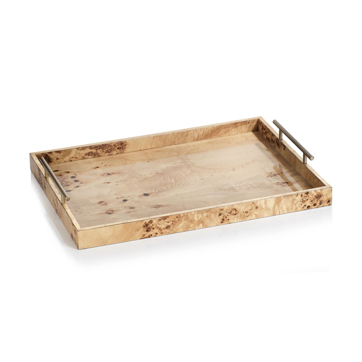 Burl Wood Tray with Gold Handles – Mintwood Home