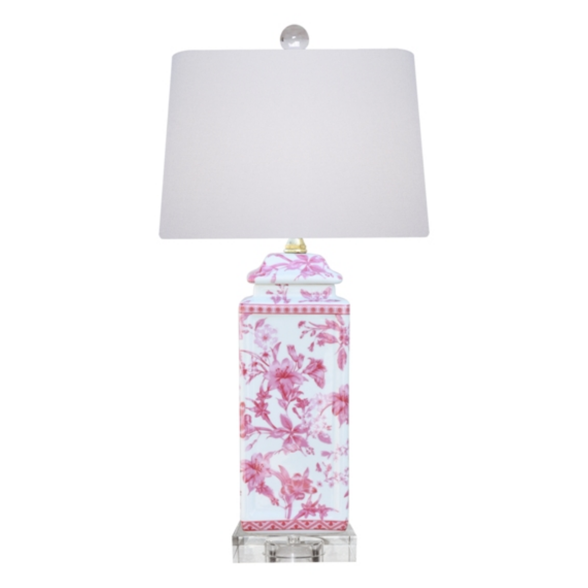 Pink and White Floral Table Lamp – Mintwood Home