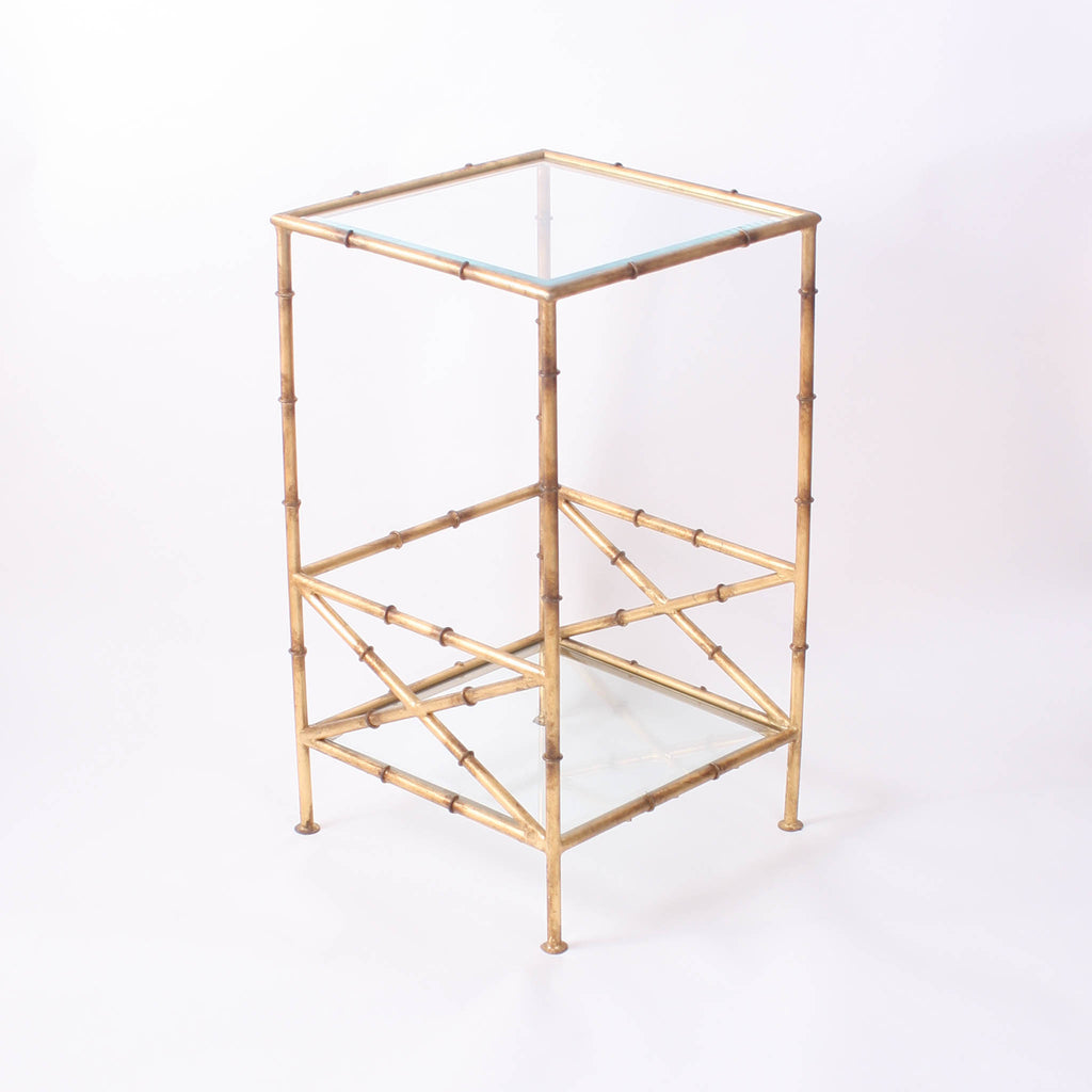 Antique Gold Bamboo Cross Table