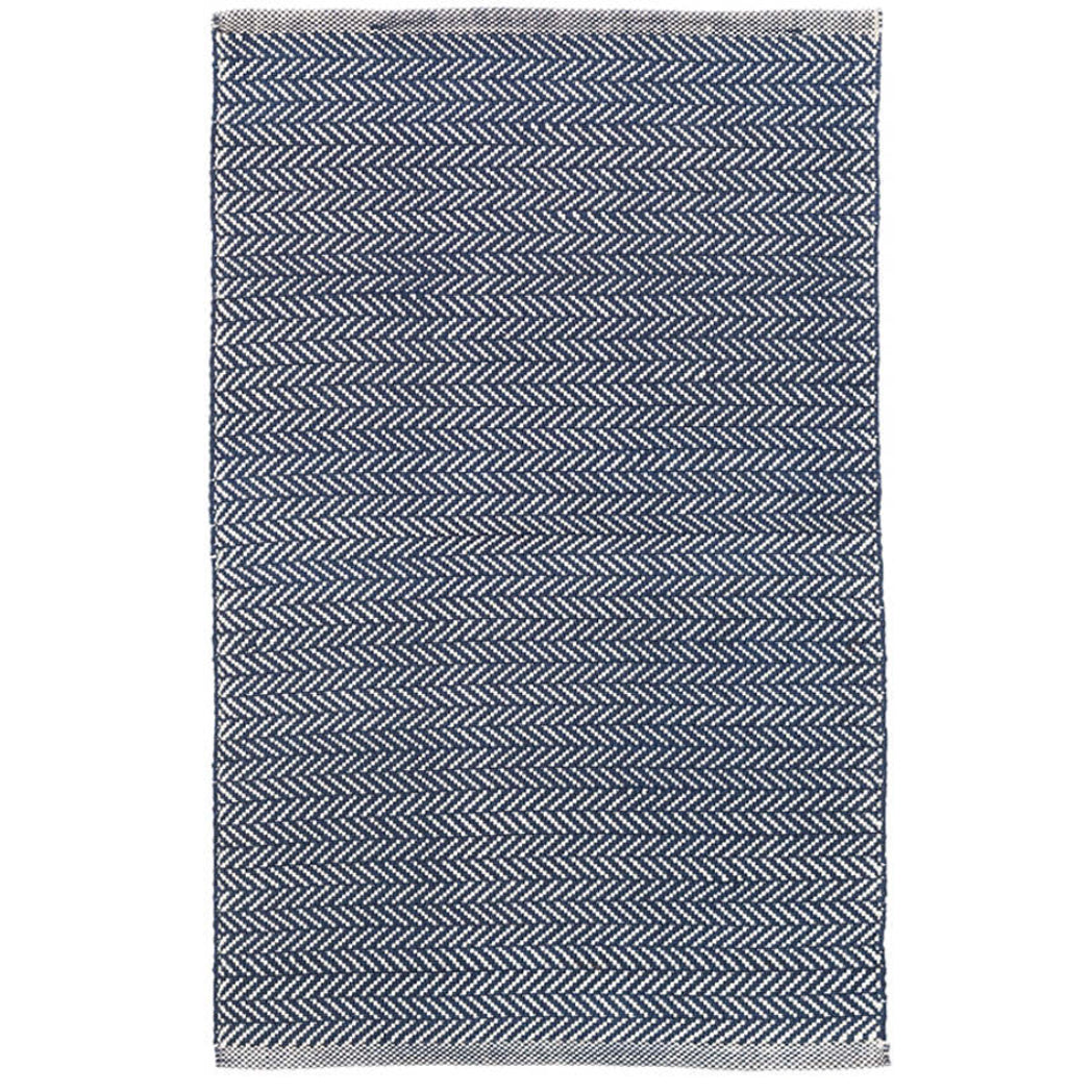 Herringbone Light Blue/Ivory Handwoven Indoor/Outdoor Rug